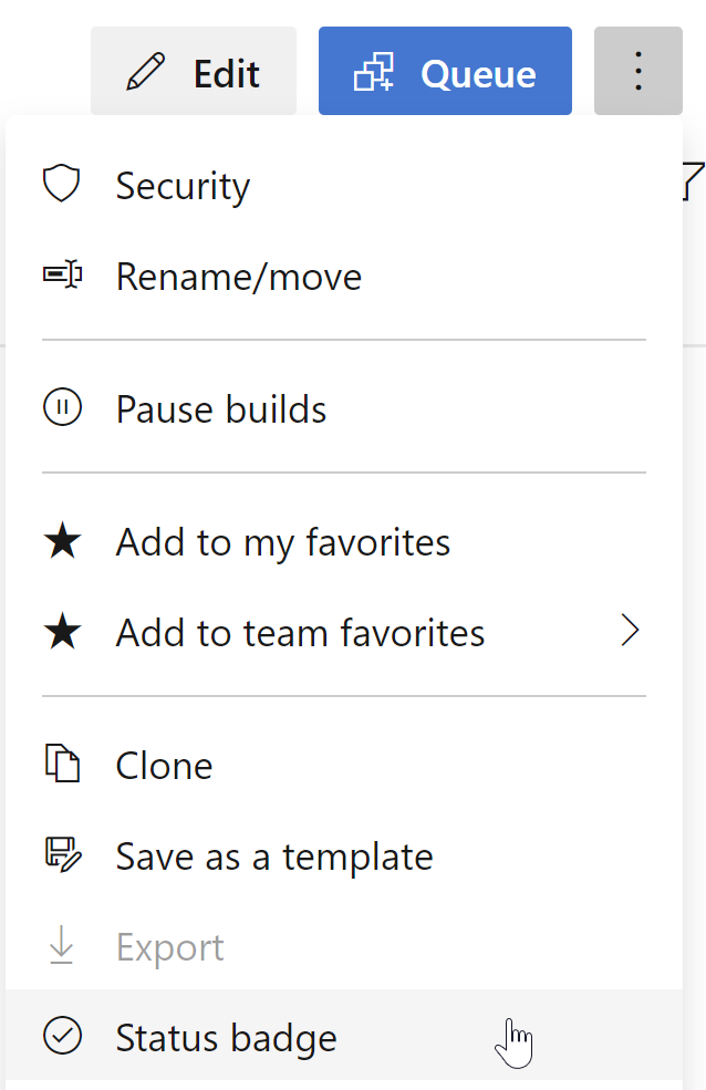 build menu dropdown