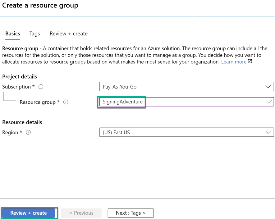 Resource Group Settings