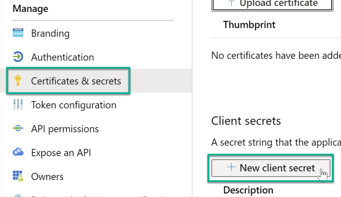 Adding a client secret